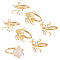 Open Adjustable Rings Base, 6pcs 3 Styles Twist Filigree Finger Rings Setting Stackable Flower Ring Pad for Women Stone Glass Cabochons Rhinestones Ring Making, Golden, Inner Diameter: 17~18mm, 2pcs/style