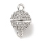 Brass Micro Pave Clear Cubic Zirconia Magnetic Clasps, Round, Platinum, 13x8x8mm, Hole: 1.4mm