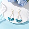 Natural Apatite Arch Dangle Earrings, with Shell Pearl, Golden, 59.5x27.5mm