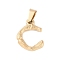304 Stainless Steel Pendants, Bamboo Style, Letter, Ion Plating(IP), Real 18K Gold Plated, Letter.C, 18x13.6x3.7mm, Hole: 7x4mm