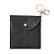 Imitation Leather Jewelry Storage Bags, with Alloy & Iron Keychain Clasps, Light Gold, Rectangle, Black, 13x12x0.35cm Ring: 30x2mm, Clasps: 35x24x5