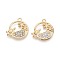 Alloy and Rhinestone Pendants, Flat Round with Turtle, Golden, 21x20x2mm, Hole: 1.6mm
