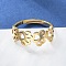 Ion Plating(IP) 201 Stainless Steel Hollow Out Dog Paw Prints Adjustable Ring for Women, Real 18K Gold Plated, US Size 6 1/4(16.7mm)