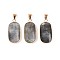 Natural Labradorite Pendants, Faceted Rectangle Gems Charms, with with Brass Findings, Golden, 30.5~31.5x14.5~15.5x5.5~6.5mm, Hole: 7x4mm