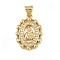 Brass Micro Pave Cubic Zirconia Pendants, Religion, Oval, Real 18K Gold Plated, 19.5x14x2.5mm, Hole: 4.5x3.5mm