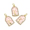 Brass Micro Pave Cubic Zirconia Pendants, with Enamel, Women Charms, Lead Free & Cadmium Free, Rack Plating, Long-Lasting Plated, with Jump Ring, Real 18K Gold Plated, 16x10x2mm, Hole: 3mm