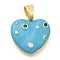 Brass Micro Pave Rhinestone Pendants, with Enamel, Long-Lasting Plated, Heart, Golden, 17.5x17.5x3mm, Hole: 4.5mm