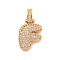 Brass Micro Pave Clear Cubic Zirconia Pendants, Real 18K Gold Plated, Letter F, 31x16.5x5mm, Hole: 3x6mm