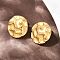 304 Stainless Steel Hammered Flat Round Stud Earrings, Golden, 24.5x24mm