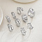 Alloy Cuff Finger Rings Set for Women, Platinum, Inner Diameter: 14~17mm, 9pcs/set