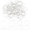 220Pcs 11 Styles Brass Linking Rings, Silver, 8~30x0.7~1mm, 20pcs/style