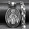 Religion 201 Stainless Steel Enamel Black Oval with Virgin Mary Pendant Necklaces, Antique Silver & Stainless Steel Color, 21.46 inch(54.5cm), Pendant: 42.5x28.5mm