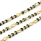 Brass Figaro Chains, Soldered, with Enamel, Rack Plating, Long-Lasting Plated, Lead Free & Cadmium Free, with Spool, Real 18K Gold Plated, Green, Link: 4.5x3x1mm and 6x2.5x1mm