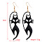 Halloween Theme Alloy Enamel Dangle Earrings, Golden, Cat Shape, 80x25mm