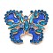 Butterfly Alloy Rhinestone Brooches, with Glass , Royal Blue, 44x57mm