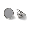 304 Stainless Steel Flat Round Brooch Brooch Base Settings, Stainless Steel Color, 17.5x10mm, Inner Diameter: 15.5mm