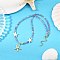 Synthetic Turquoise & Natural Amethyst Faceted Round Beaded Starfish 304 Stainless Steel Pendant Necklaces for Women, Golden, 16.34 inch(41.5cm)