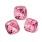 Glass Rhinestone Cabochons, Pointed Back & Back Plated, Faceted, Square, Rose, 6x6x3.5mm