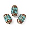 Handmade Indonesia Beads, with Brass Findings & Dyed Synthetic Turquoise, Cloumn, Red, Antique Golden, 20.5x12.5mm, Hole: 1.6mm