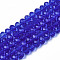 Glass Beads Strands, Faceted, Rondelle, Royal Blue, 2.9~3.3x2mm, Hole: 0.8mm, about 135~140pcs/strand, 32~34cm