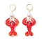 304 Stainless Steel Lobster Leverback Earrings, with Shell Pearl & Handmade Lampwork Pendants, Golden, 58~59x24.5mm