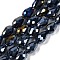 Opaque Solid Color Electroplate Glass Beads Strands, AB Color Plated, Faceted, Teardrop, Black, 11.5x8mm, Hole: 1.2mm, about 55~57pcs/strand, 25.59 inch(65cm)