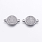 Tarnish Resistant 304 Stainless Steel Links connectors, Flat Round with Cssml Ndsmd Cross God Father/Saint Benedict, for Easter, Stainless Steel Color, 14x20.5.x1.5mm, Hole: 1mm