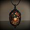Oval Gothic Alloy Glass Halloween Pendant Necklaces for Women, Black, Pumpkin, 17.72 inch(45cm)