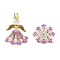 Glass Pendants, Angel, with Acrylic & Plastic Imitation Pearl Beads & Iron Loop & Alloy, Plum, 27.5x21.5mm, Hole: 3mm