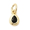 Brass Cubic Zirconia Charms, Teardrop Charms, Cadmium Free & Lead Free, Real 18K Gold Plated, Long-Lasting Plated, Black, 8.5x5.5x2.5mm, Hole: 3mm