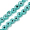 Handmade Evil Eye Lampwork Beads Strands, Flat Round, Medium Turquoise, 6x2.5mm, Hole: 0.6mm, about 63~65pcs/strand, 13.78~14.92''(35~37.9cm)