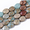 Synthetic Aqua Terra Jasper Beads Strands, Impression Jasper, Flat Oval, Sky Blue, 10x8x4~5mm, Hole: 1mm, about 39~41pcs/strand, 15.35 inch(39cm)