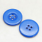 Resin Buttons, Dyed, Flat Round, Dodger Blue, 22x3mm