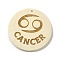 Wood Pendants, Flat Round, Cancer, 40x39x6mm, Hole: 1.6mm