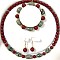 Natural Cinnabar Round Beaded Necklaces & Beaded Bracelets & Dangle Earrings Sets, 18.70~19.69 inch(475~500mm)