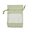 Cotton Packing Pouches, Drawstring Bags, with Organza Ribbons, Dark Sea Green, 14.8x10x0.35cm