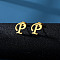 201 Stainless Steel Stud Earrings, Golden, Letter P, 10x10mm