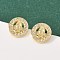 Brass Micro Pave Clear Cubic Zirconia Virgin Mary Stud Earrings, Long-Lasting Plate, Rack Plating, Lead Free & Cadmium Free, Real 18K Gold Plated, Round, 12.5mm