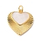 Rack Plating Brass Shell Pendants, with Jump Ring, Long-Lasting Plated, Lead Free & Cadmium Free, Heart, Real 18K Gold Plated, 18.5x17.5x2.5mm, Hole: 3mm