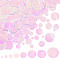 8 Style Rainbow Iridescent PVC Paillette/Sequin Links, Flat Round, White, 10~52x0.2mm, Hole: 1.4~1.8mm, 390pcs/box