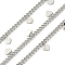 304 Stainless Steel Curb Chains, Unwelded, with Spool, with Heart Charms, Stainless Steel Color, 8.5x5x1.5mm