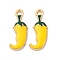 Alloy Enamel Pendants, Cinco De Mayo, Cadmium Free & Nickel Free & Lead Free, Rack Plating, Hot Pepper, 22x8.5x2.5mm, Hole: 1.8mm