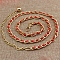 Alloy & Plastic Round Beads Twisted Belly Chains, Golden, Red, 650x8mm