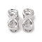 Brass Micro Pave Clear Cubic Zirconia European Beads, Large Hole Beads, Infinity, Real Platinum Plated, 15x8x9mm, Hole: 5mm