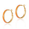 Brass Enamel Hoop Earrings, Golden, Dark Orange, 40mm