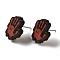 Wood Stud Earrings, with 316 Surgical Stainless Steel Pin, Halloween Theme, Dark Red, Palm, 16x12mm
