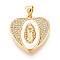 Brass Micro Pave Clear Cubic Zirconia Pendants, with Shell, Heart & Virgin Mary, Real 18K Gold Plated, 20.5x20x4.5mm, Hole: 5x3.5mm