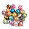 Printed Transparent Resin Beads, Round, Mixed Color, 16mm, Hole: 2mm