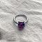 Square 304 Stainless Steel with Glass Finger Rings, Stainless Steel Color, Dark Red, 10mm, US Size 8(18.1mm)