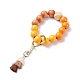 Perles rondes et polygonales en bois naturel bracelets extensibles porte-clés KEYC-JKC00319-4